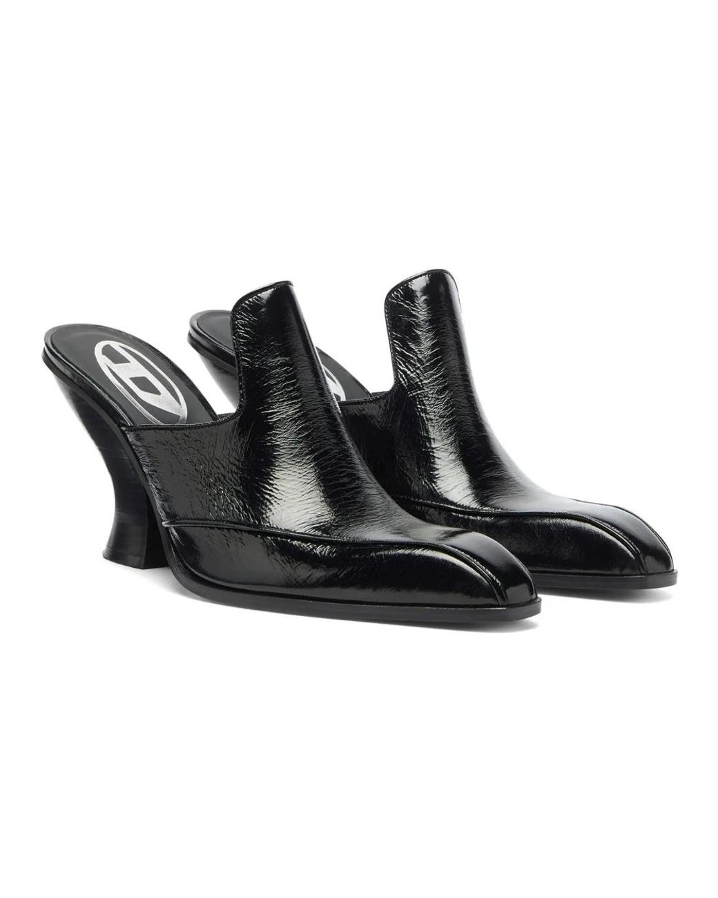 DIESEL Black Heeled Mules
