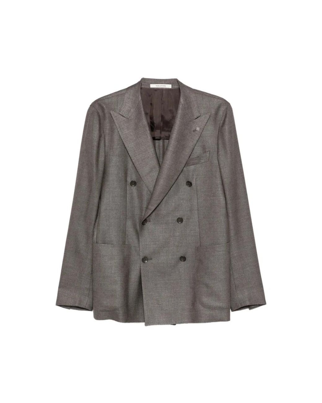 Tagliatore Jassen ,Bruin ,Leer Double-Breasted Blazer in het Gray voor heren