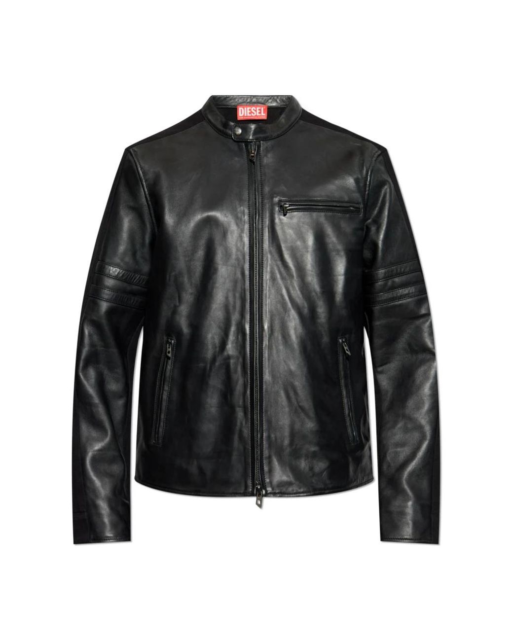 DIESEL ライダース DIESEL (ディーゼル) レザー ロゴ フルジップ ライダースジャケット