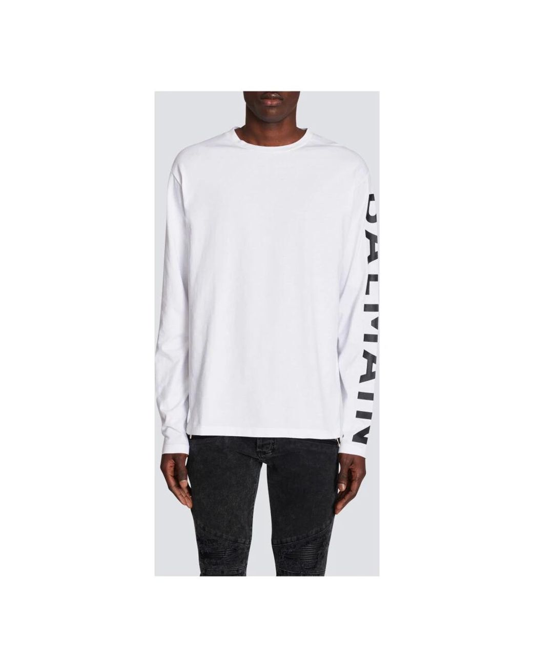 Balmain White Long Sleeve T-Shirts for men