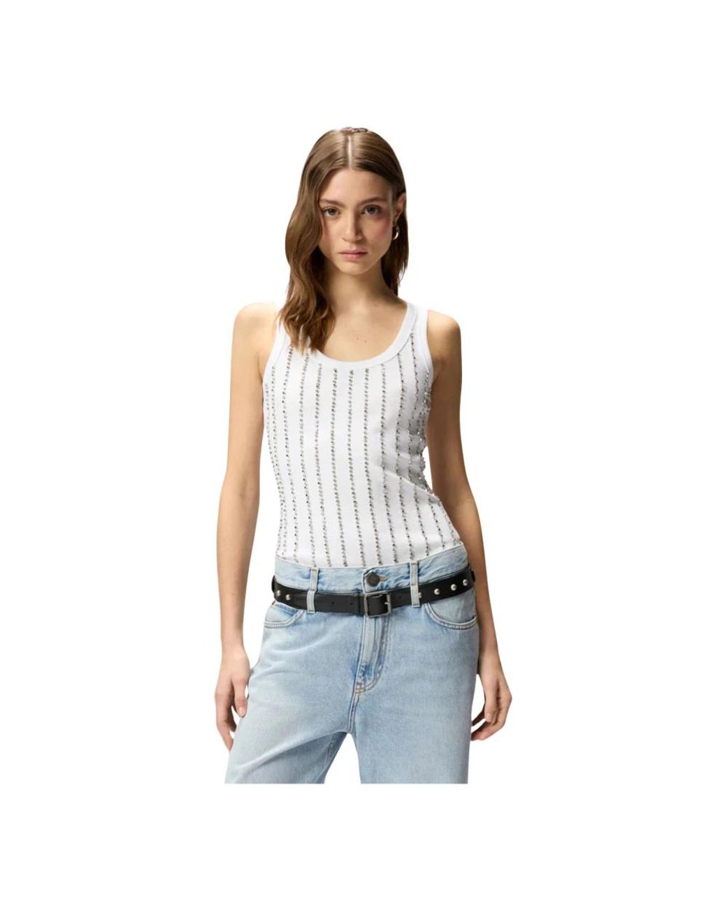 Pinko White Sleeveless Tops