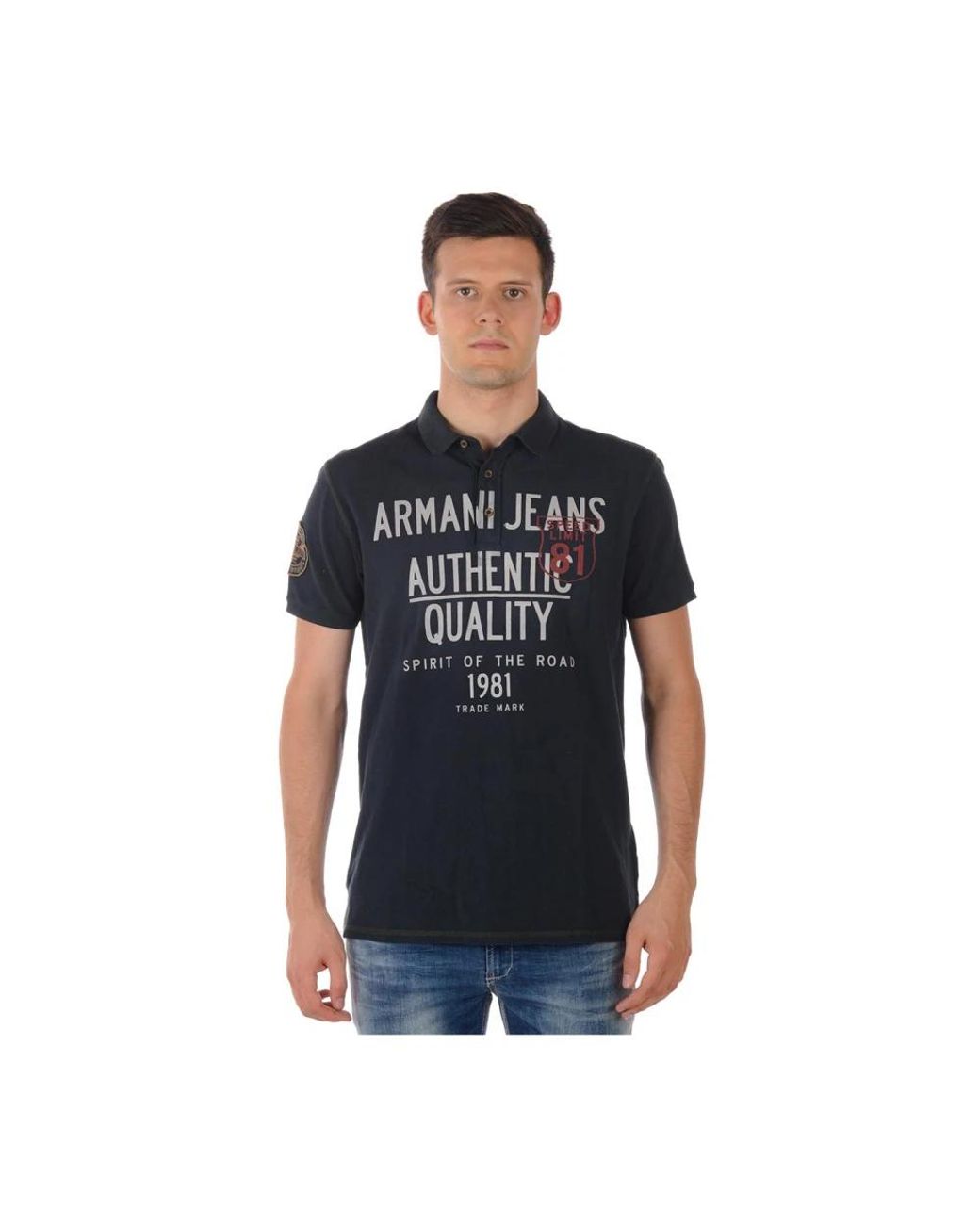 Armani Jeans Black Polo Shirts for men