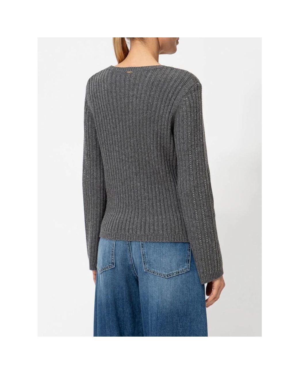 Twinset Gray Round-Neck Knitwear