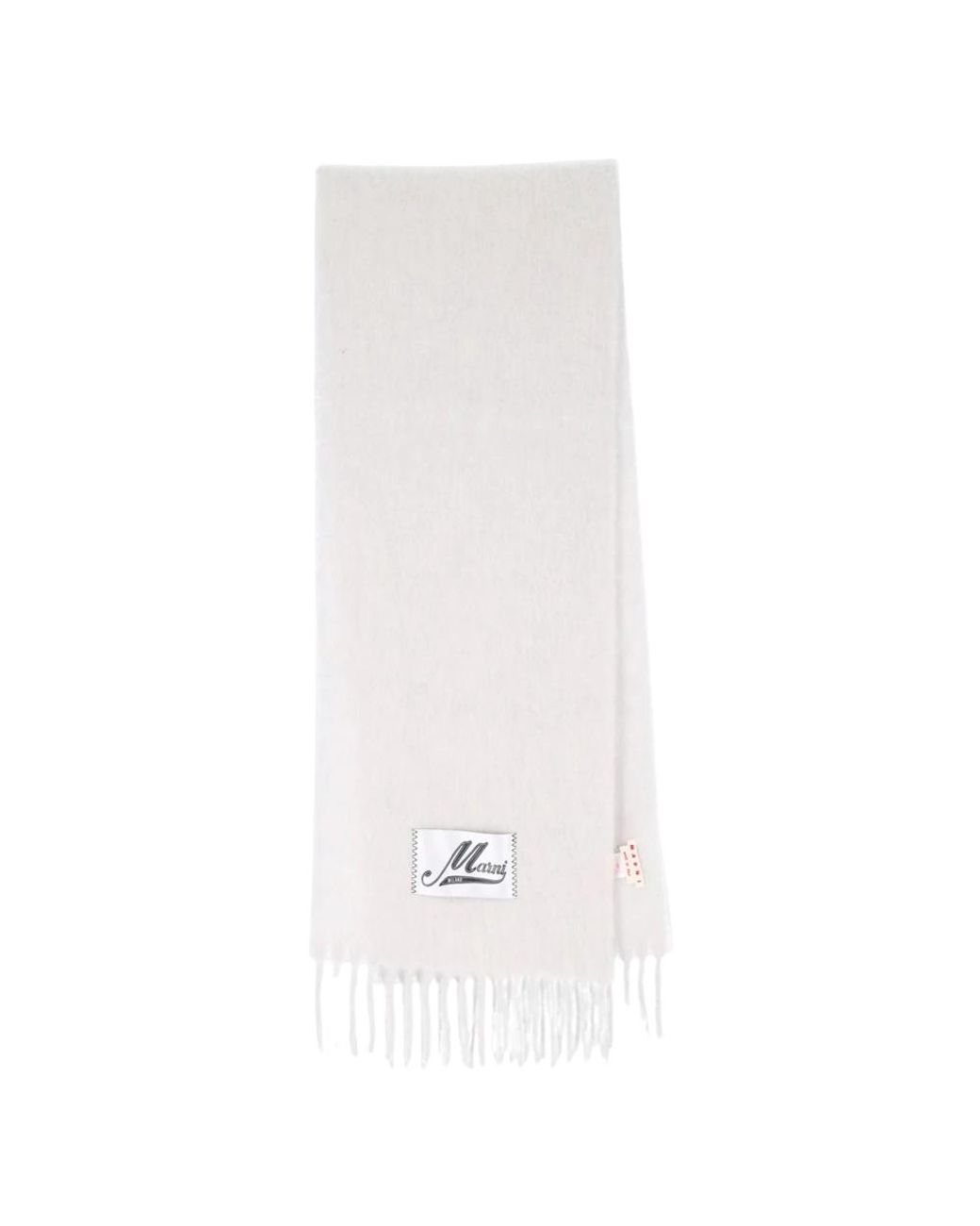 Marni White Schal Mit Logo-Patch