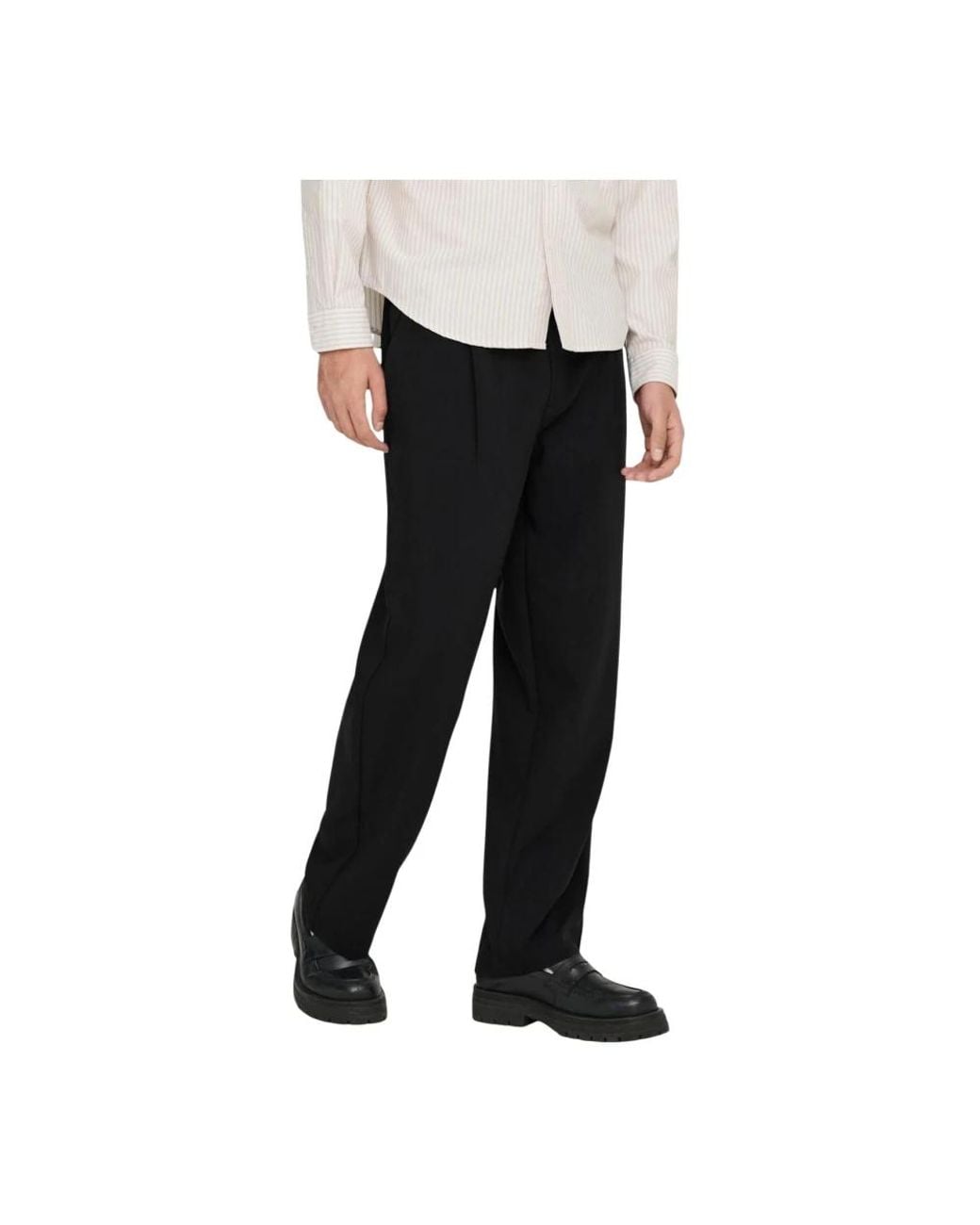 Only & Sons Black Straight Trousers for men