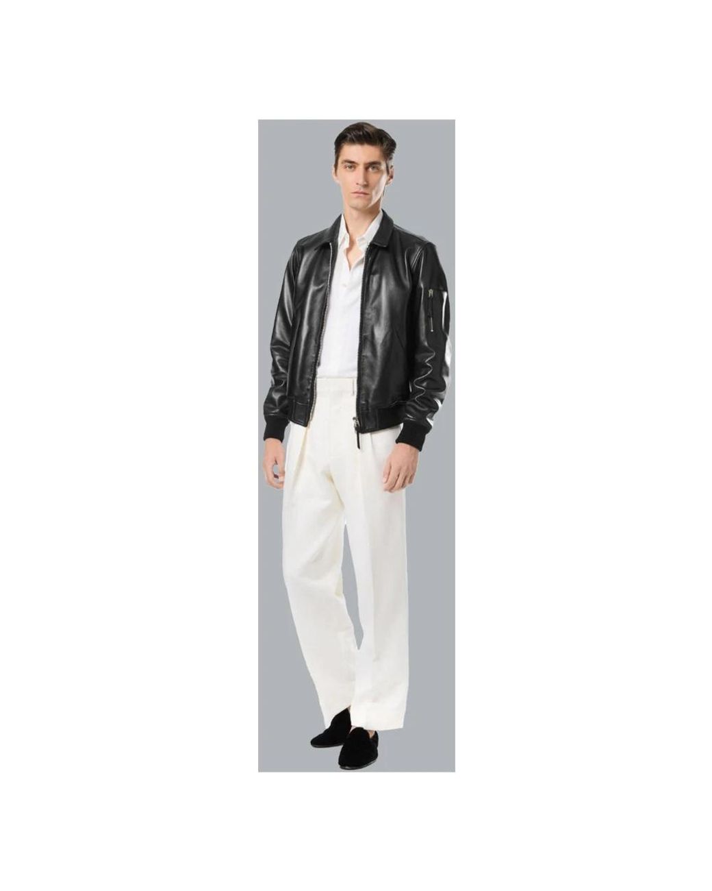 Tom Ford Black Leather Bomber Jacket for men