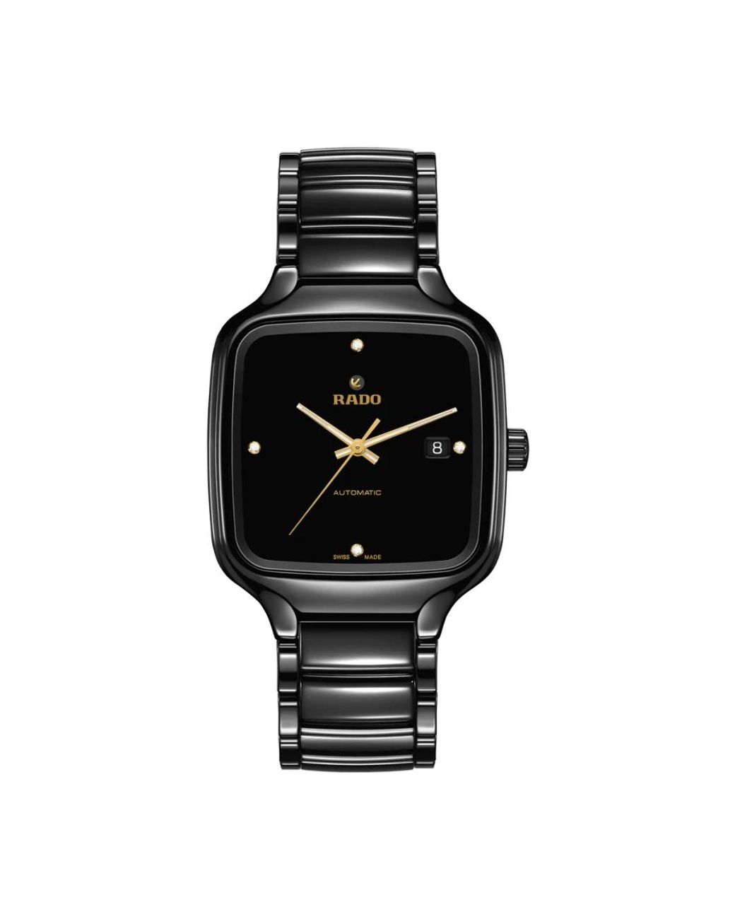 Rado Accessoires ,Zwart ,Vierkant Automatisch Diamanten Horloge in het Black