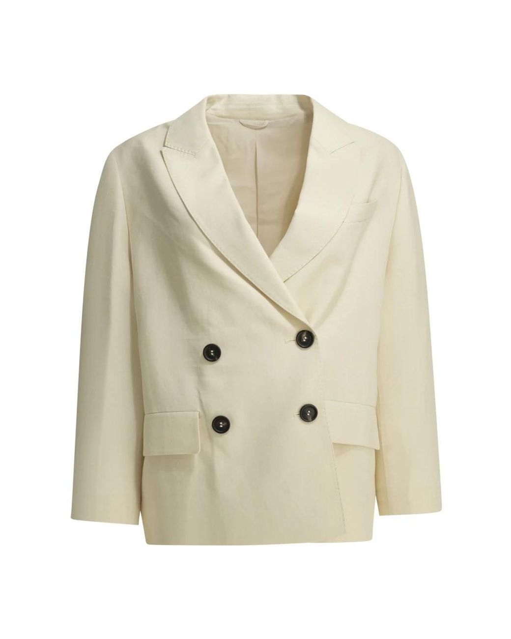 Brunello Cucinelli Double-Breasted Blazer in het Natural voor heren