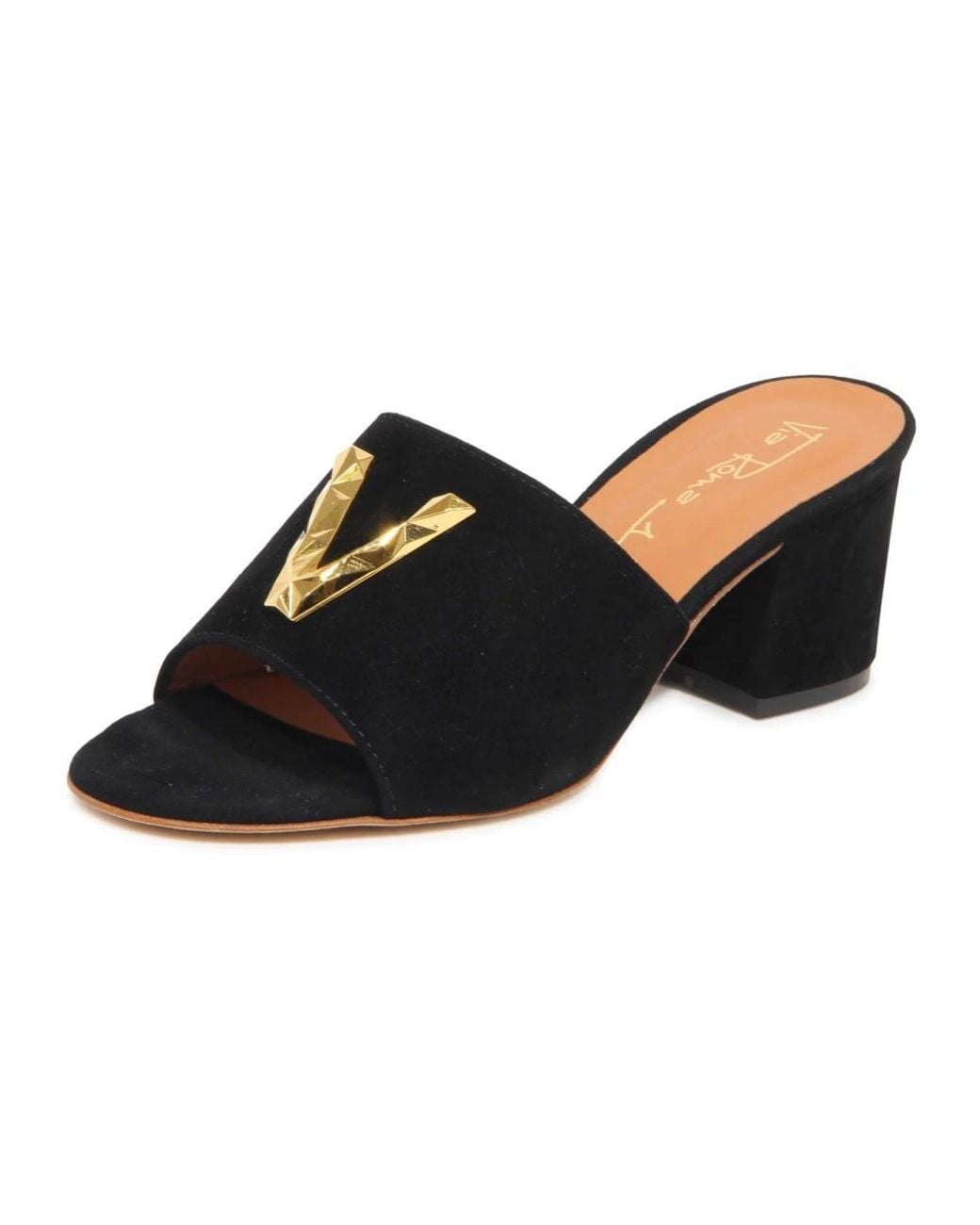 Via Roma 15 Blue Heeled Mules