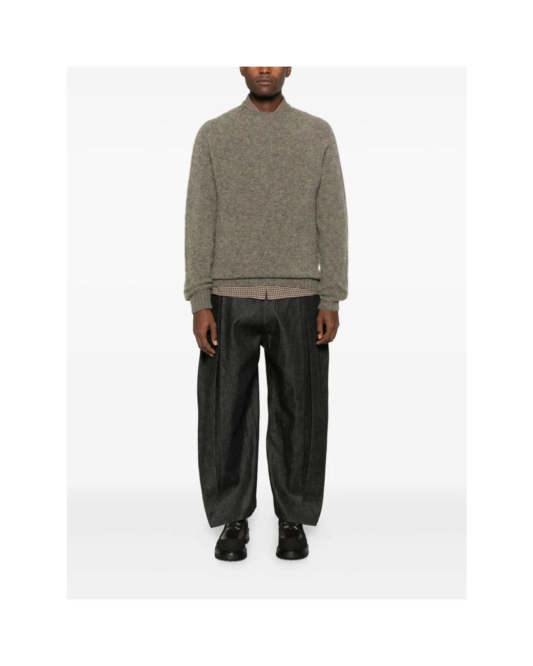 YMC Gray Round-Neck Knitwear for men