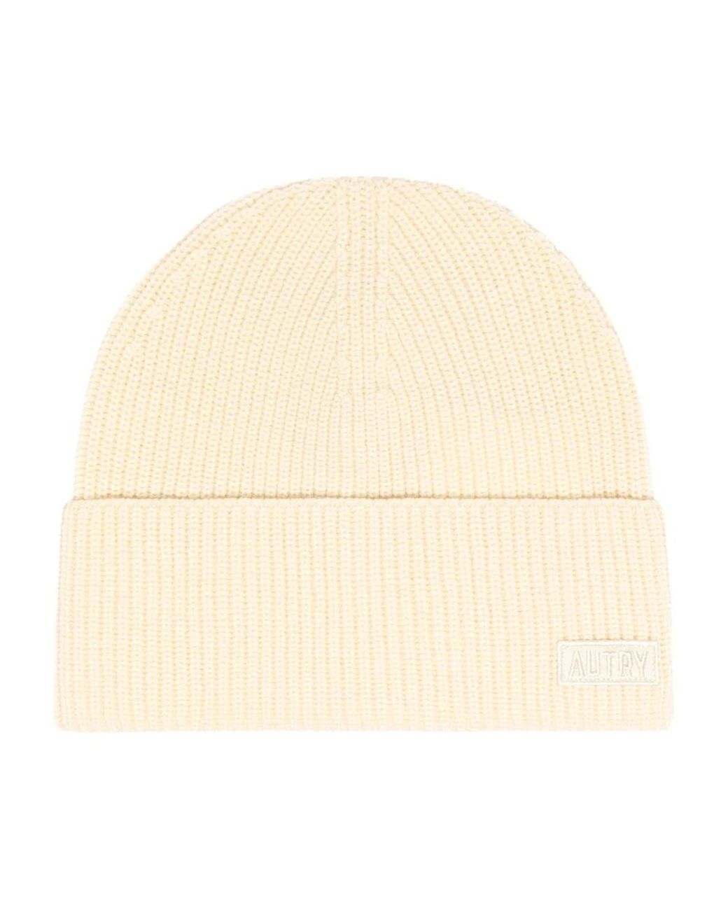 Autry Accessoires ,Wol Ribbed Wool Beanie in het Natural voor heren