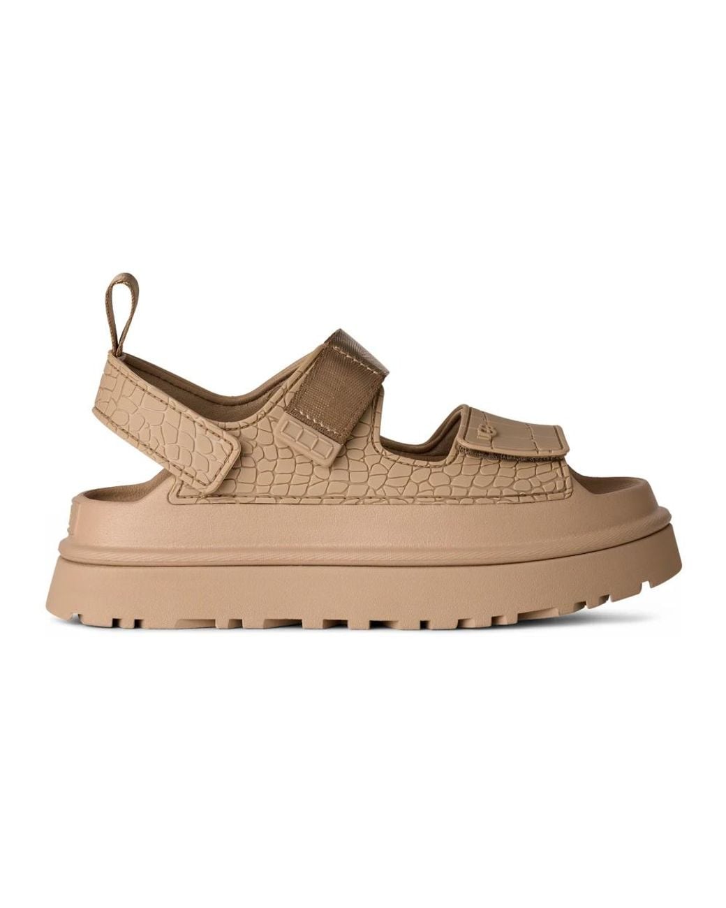 Ugg Schoenen ,Leer Goldenglow Sandalen Met Reliëf in het Brown