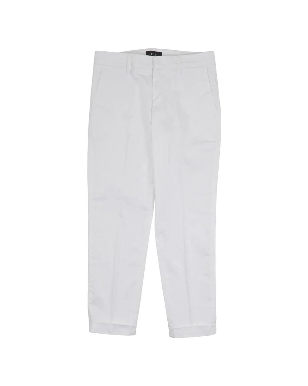 Fay White Straight Trousers