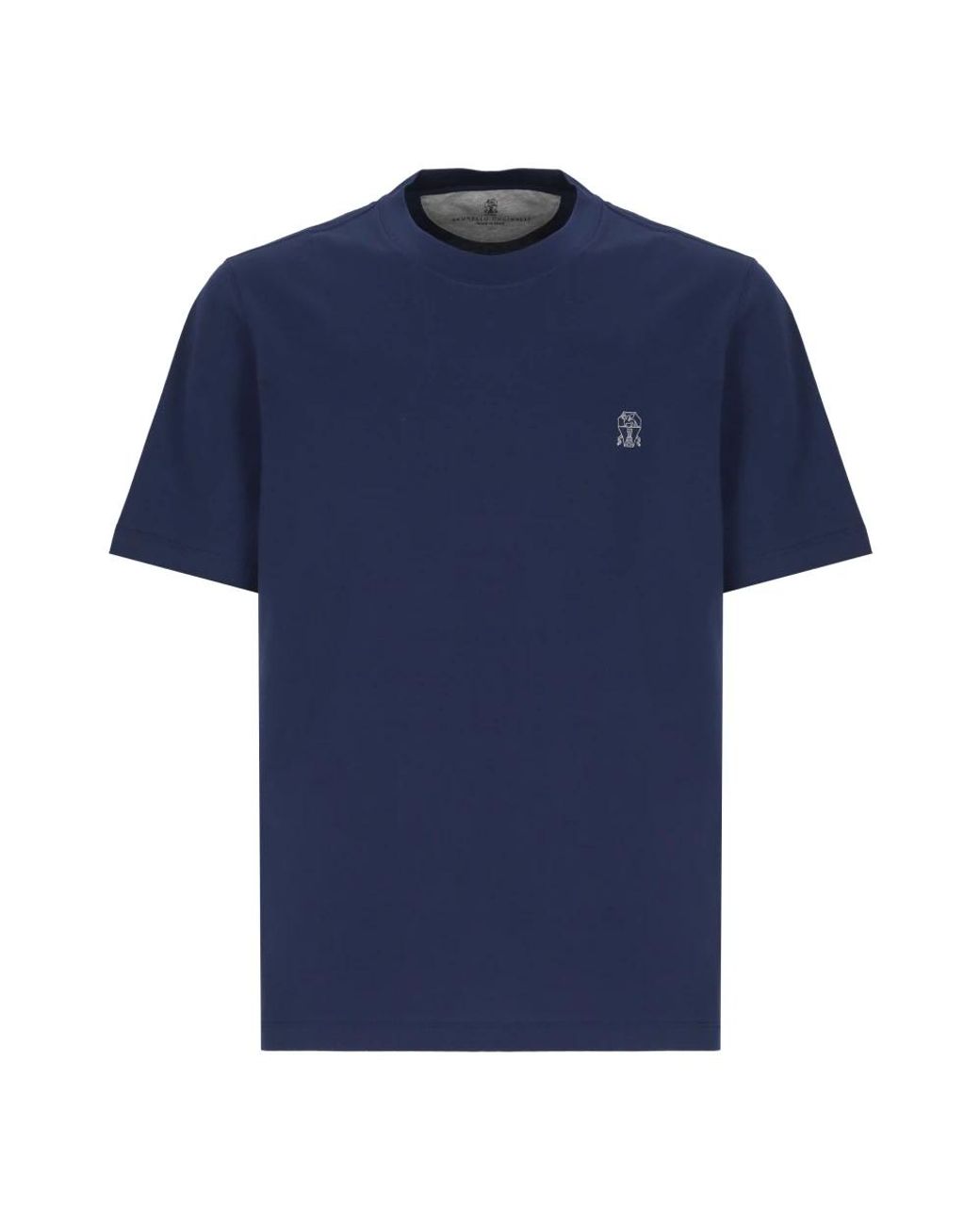 Brunello Cucinelli Cotton Jersey T-Shirt in het Blue voor heren