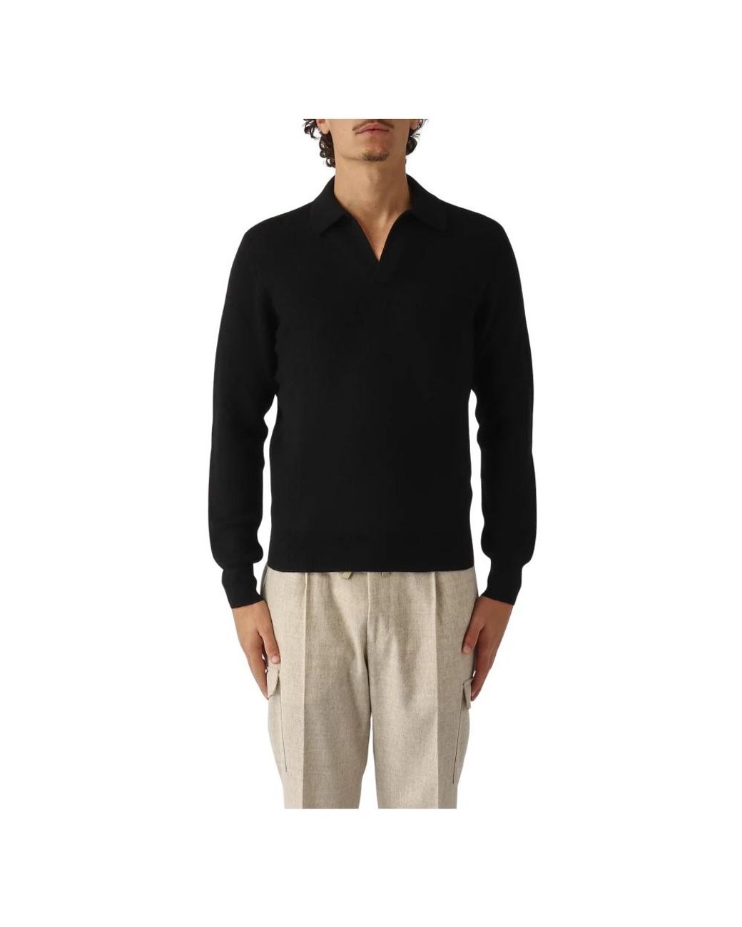Gran Sasso Black V-Neck Knitwear for men