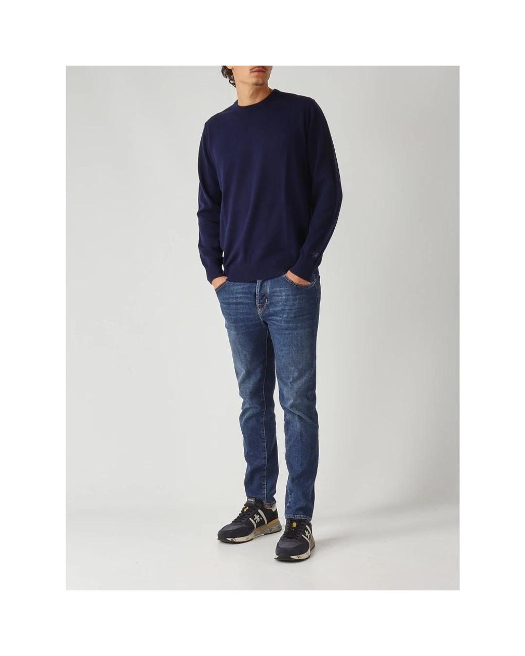 Mc2 Saint Barth Blue Round-Neck Knitwear for men