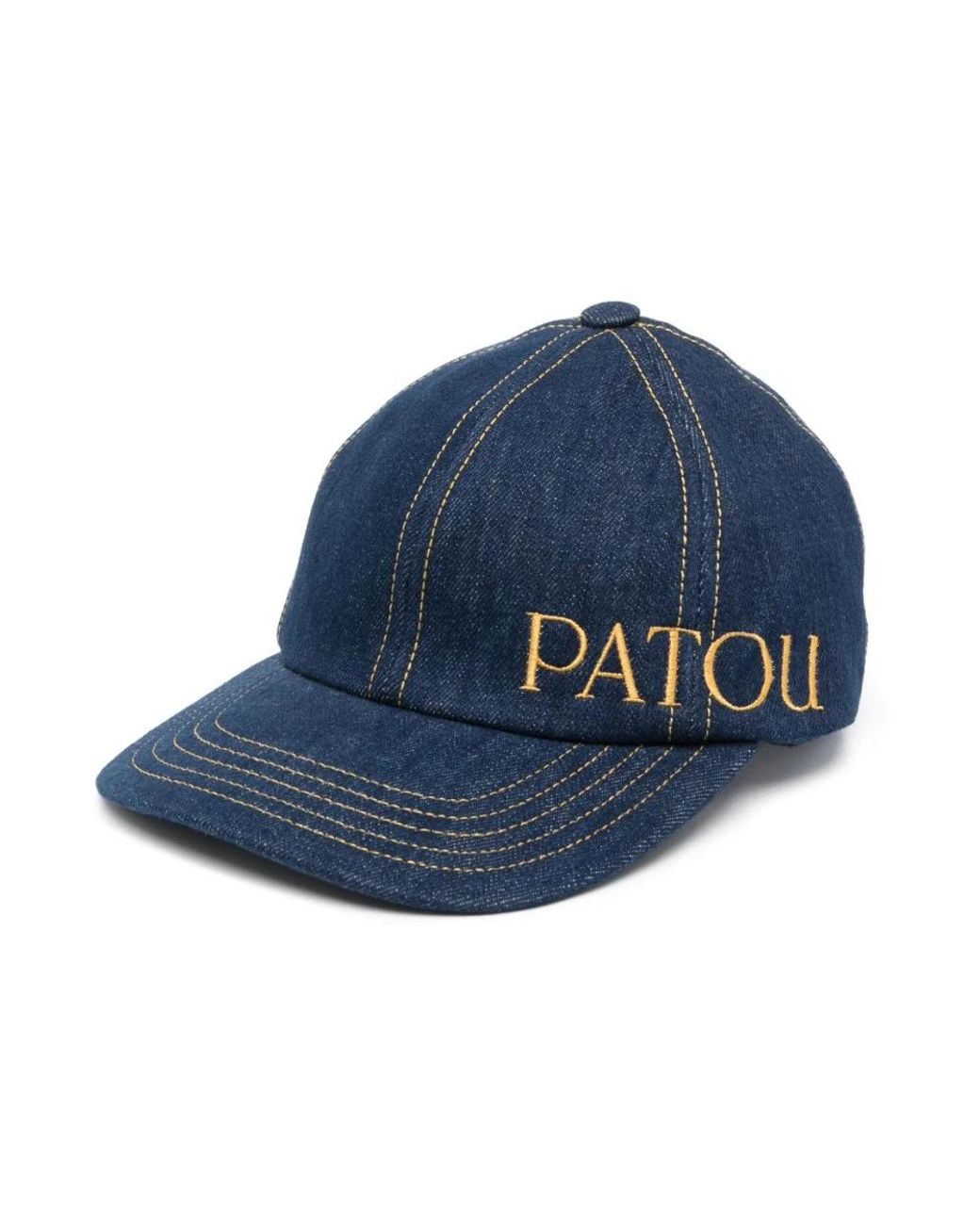 Gorra de béisbol de denim con logo bordado Patou de color Blue