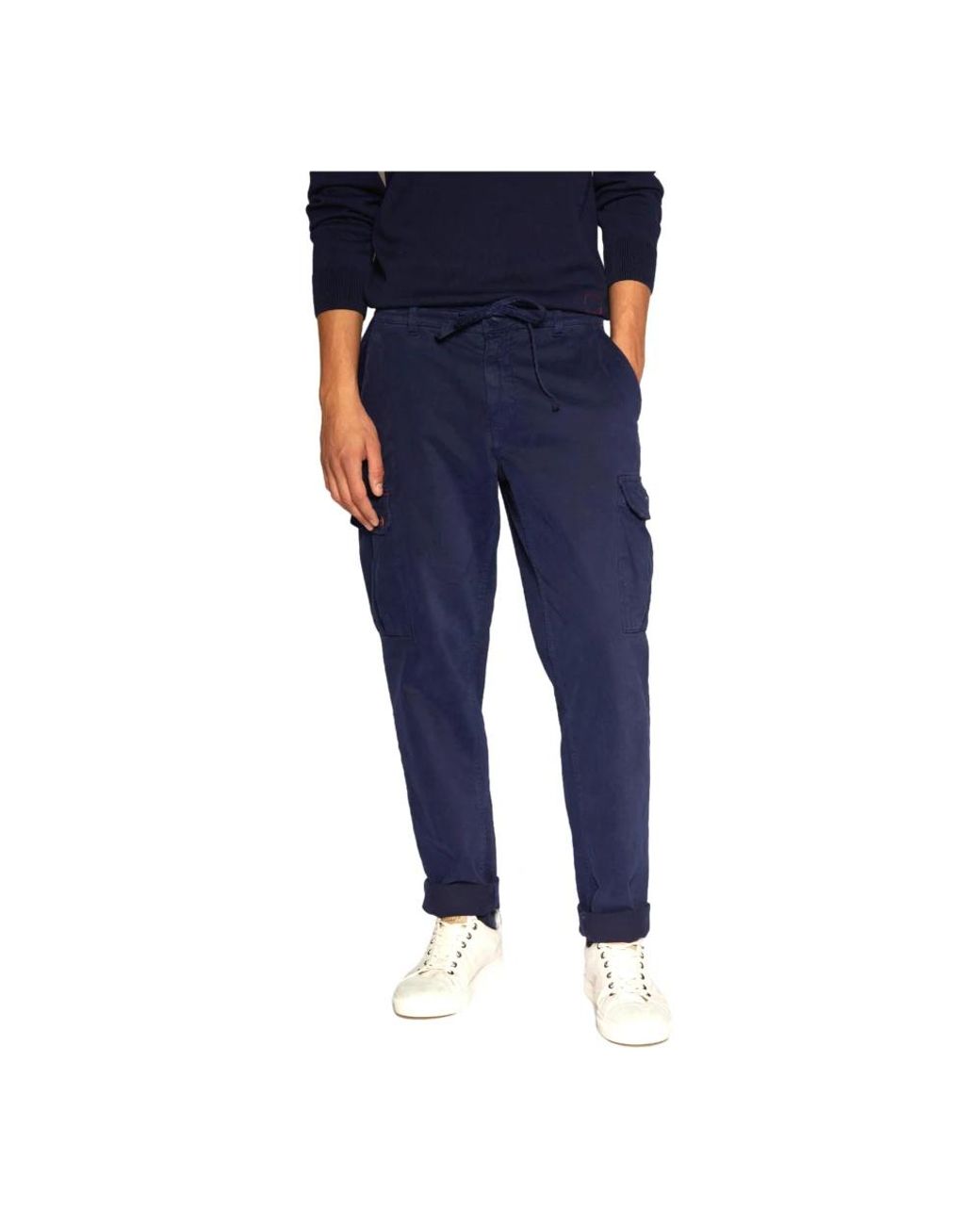 Aeronautica Militare Blue Straight Trousers for men