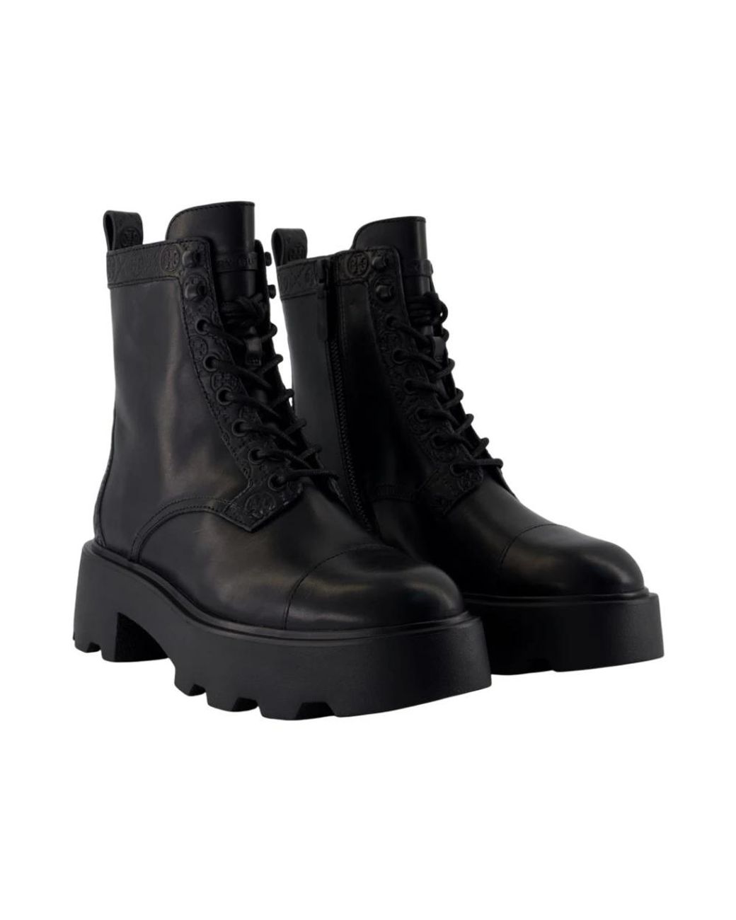 Tory Burch Black Lace-Up Boots