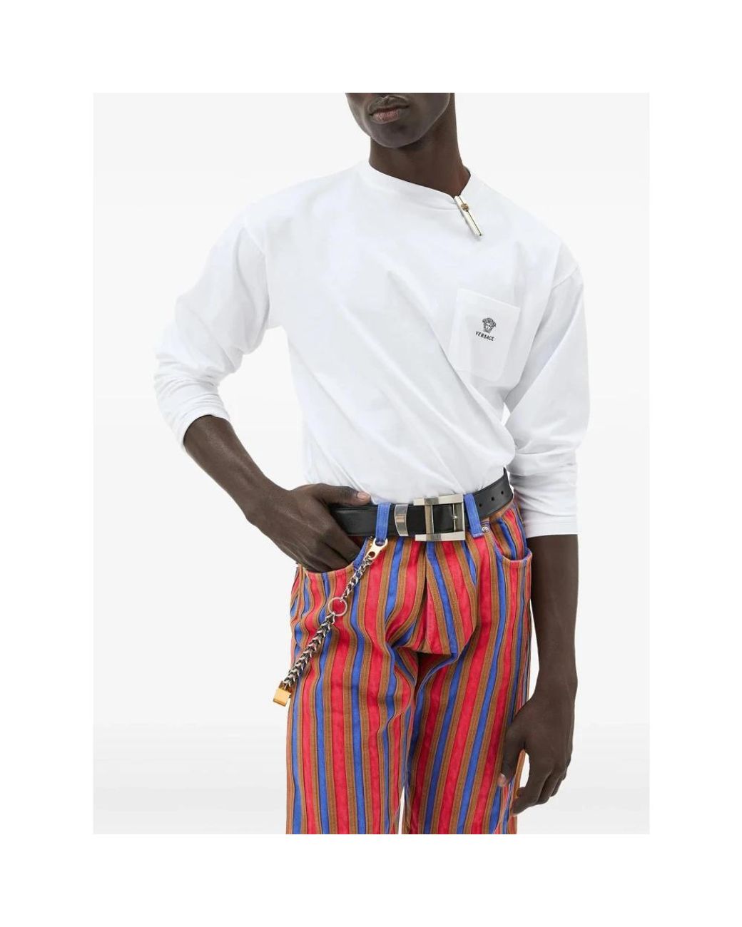Versace White Long Sleeve T-Shirts for men