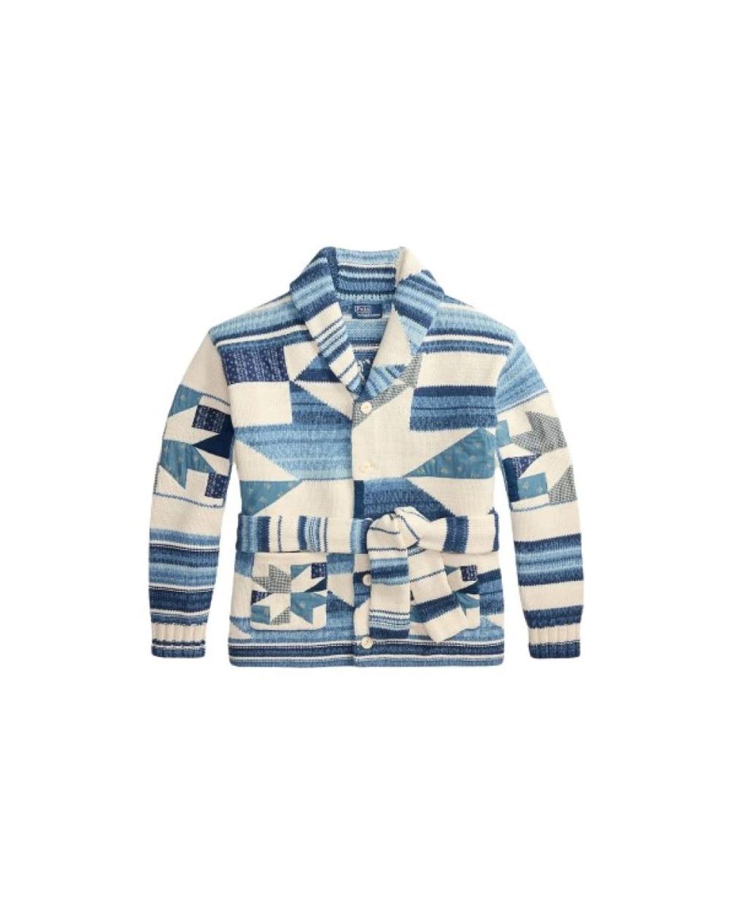 Polo Ralph Lauren Shawl-Collar Patchwork Cardigan in het Blue voor heren