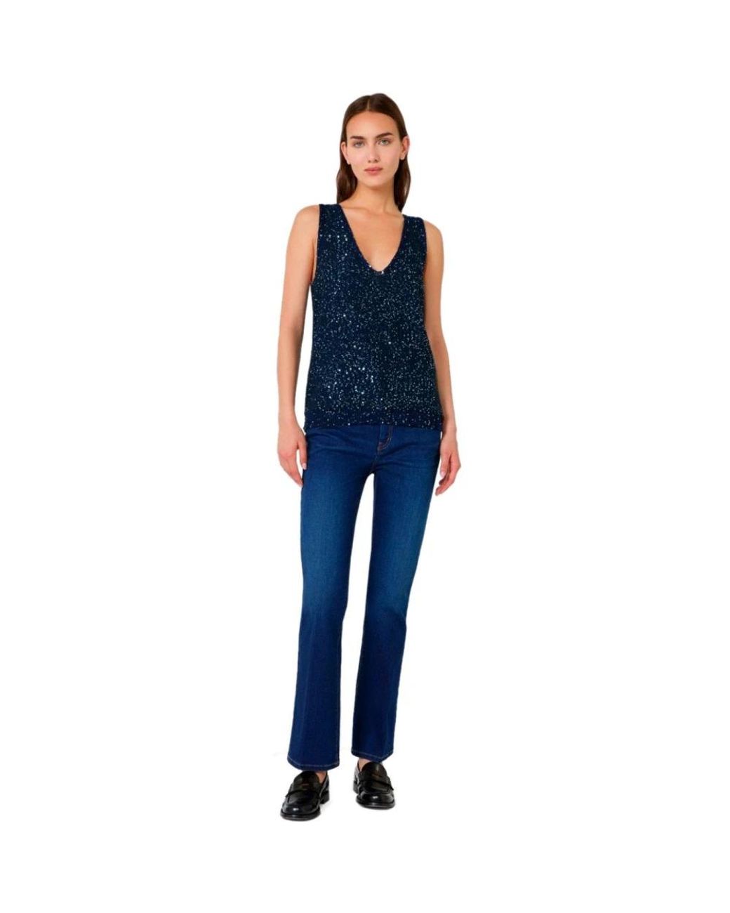 Weekend by Maxmara Blue V-Neck Knitwear