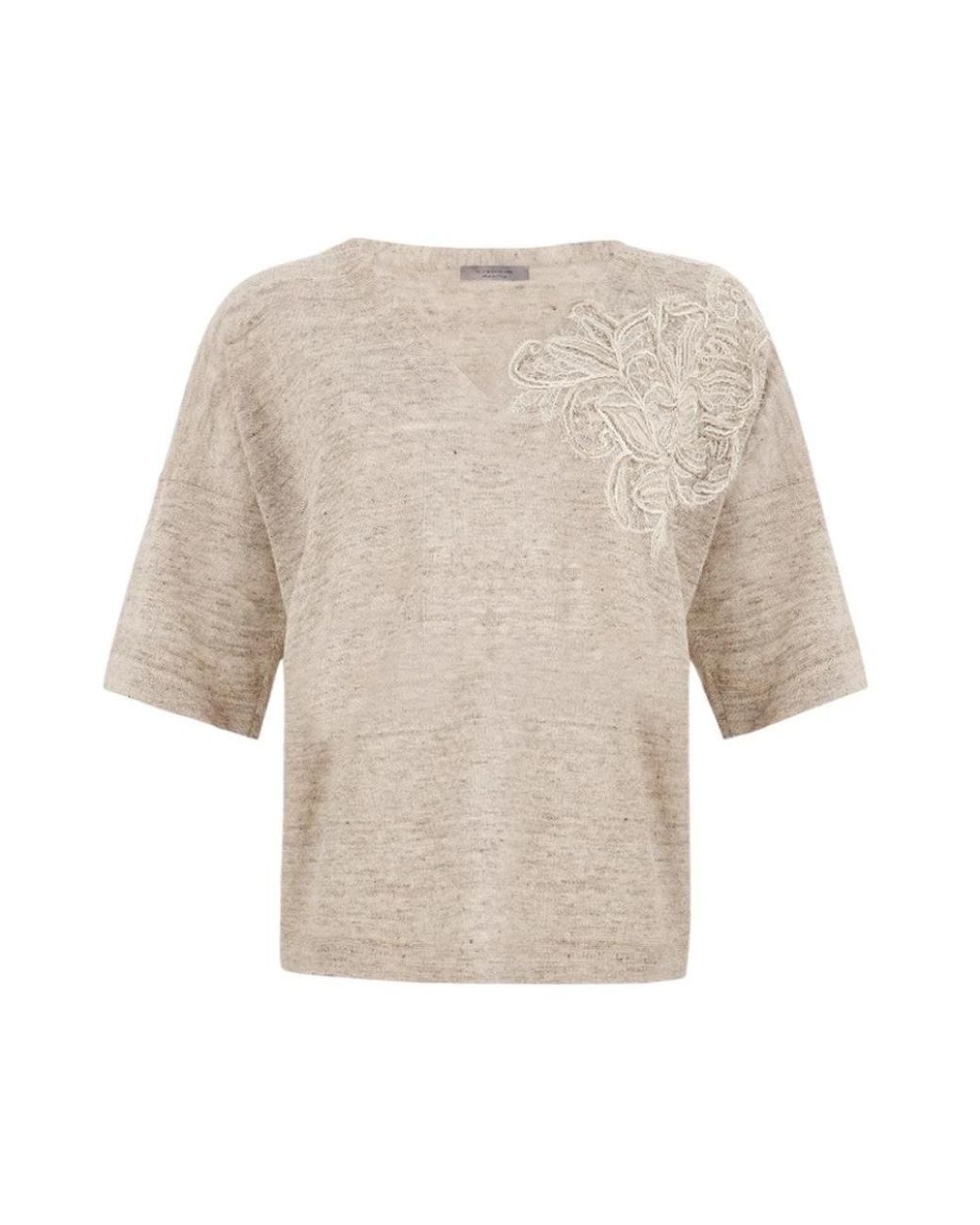 D.exterior Natural V-Neck Knitwear