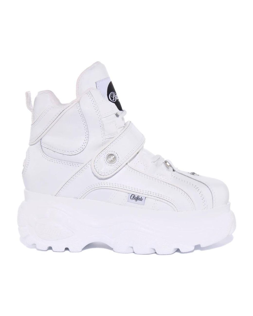 Buffalo Schoenen ,Wit ,Leer Witte Leren Chunky Sneakers Vrouwen in het White