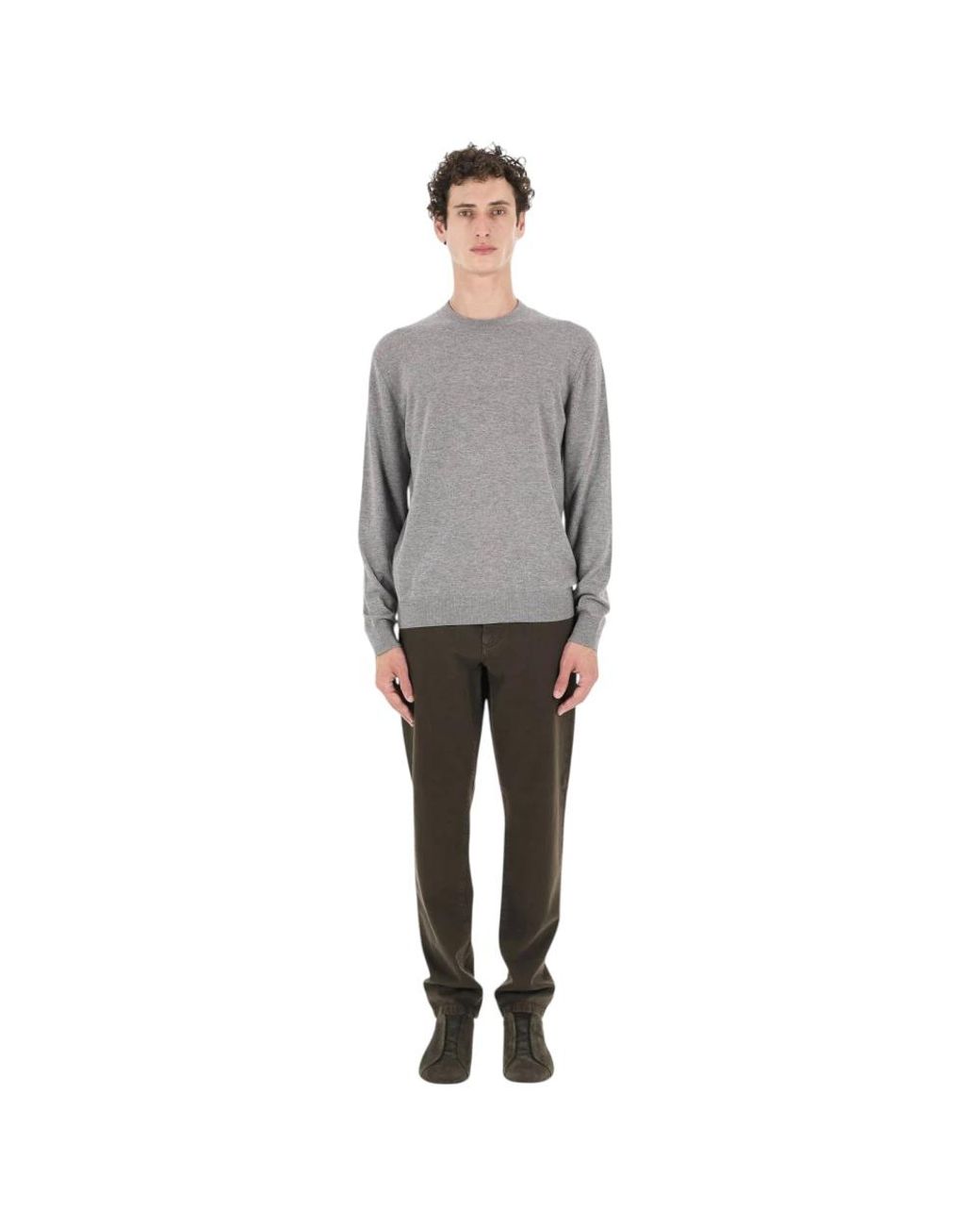 Zegna Gray Round-Neck Knitwear for men