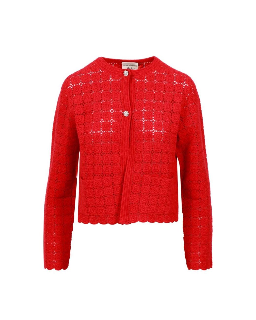 Semicouture Truien & Vesten ,Rood ,Katoen Granaatappel Gehaakte Vest in het Red