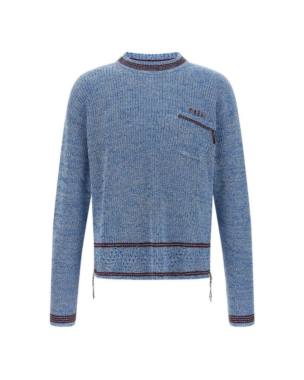 Marni Blue Round-Neck Knitwear for men