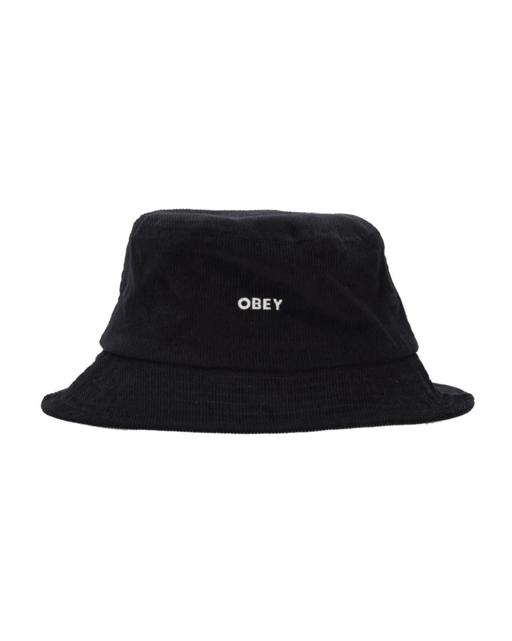 Obey Accessoires ,Zwart ,Katoen Stoere Corduroy Bucket Hat Zwart in het Black