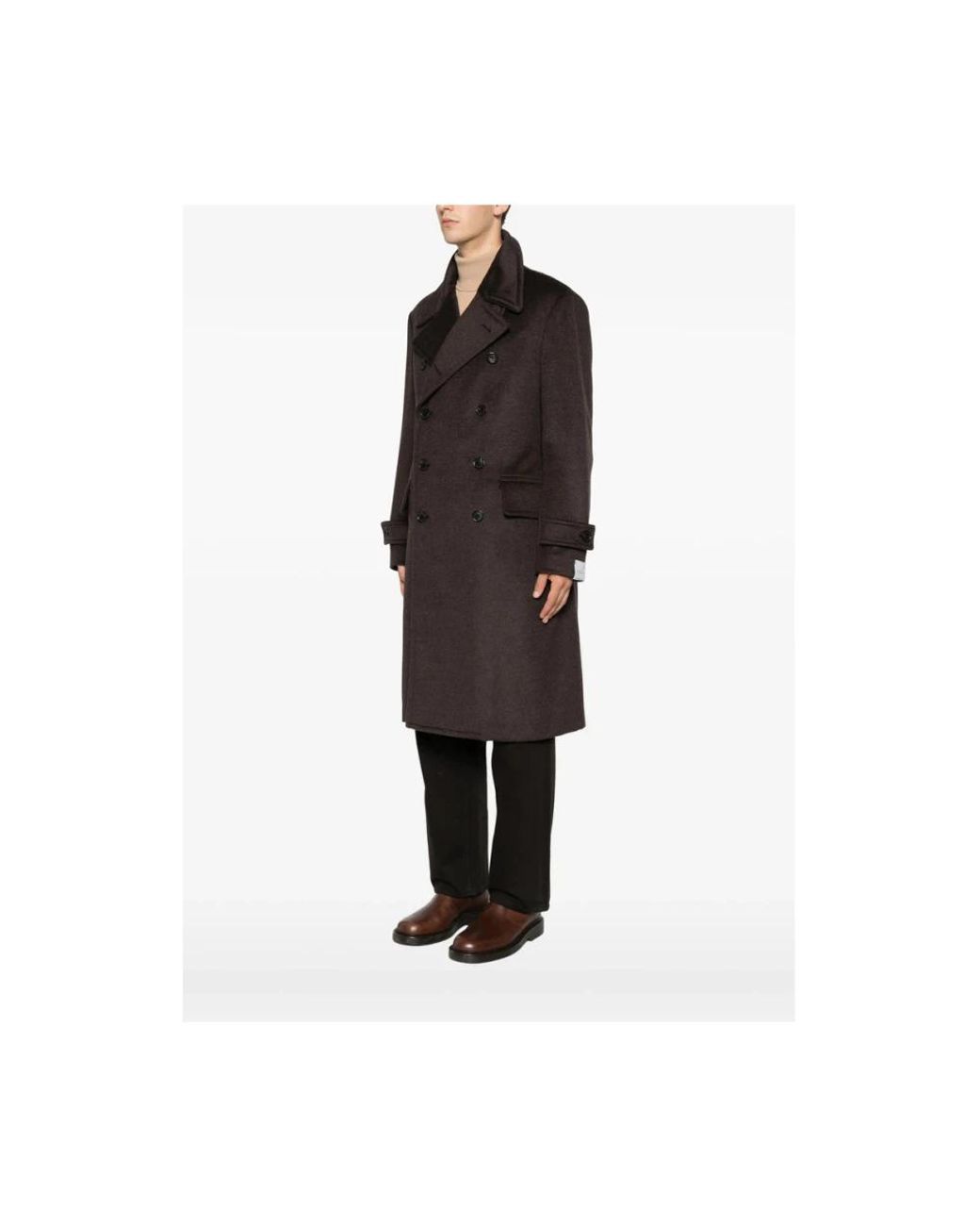 Caruso Brown Double-Breasted Coats for men