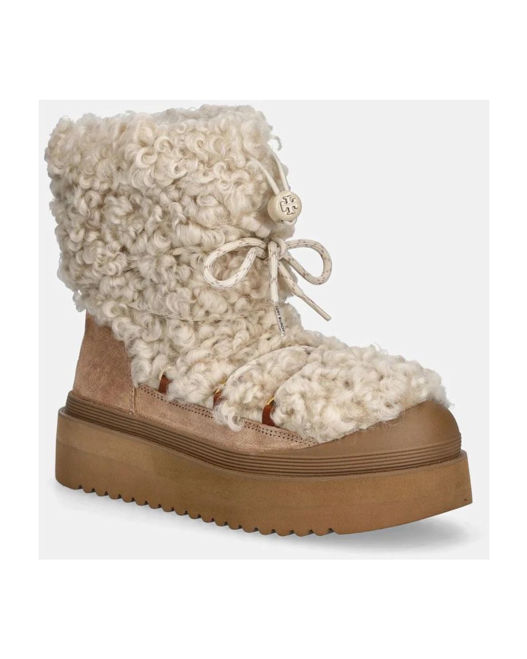 Tory Burch Natural Mellow Shearling Schnürstiefel