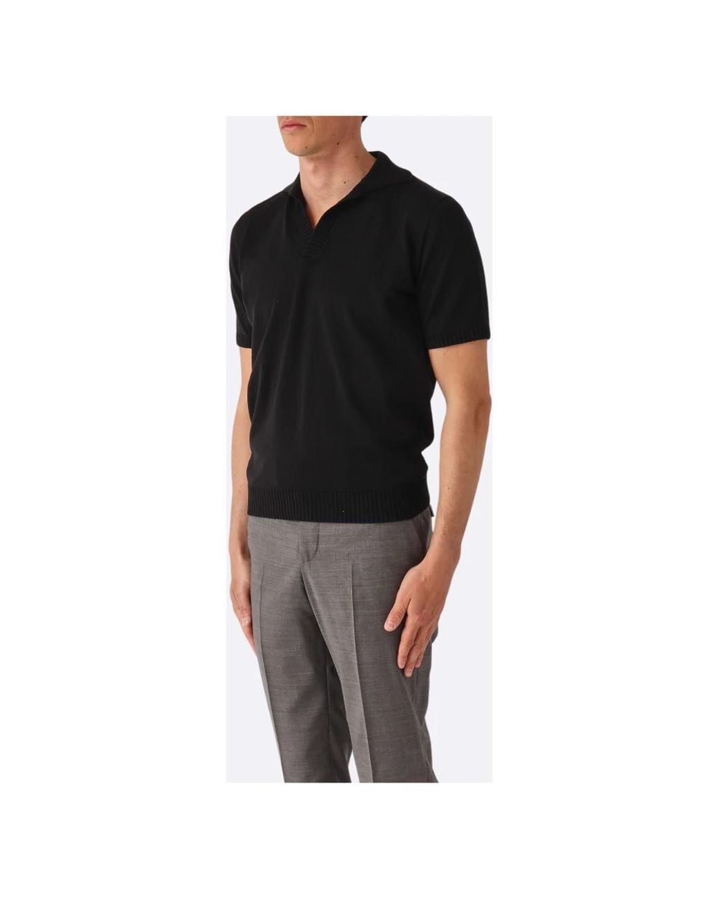 FILIPPO DE LAURENTIIS Black Polo Shirts for men