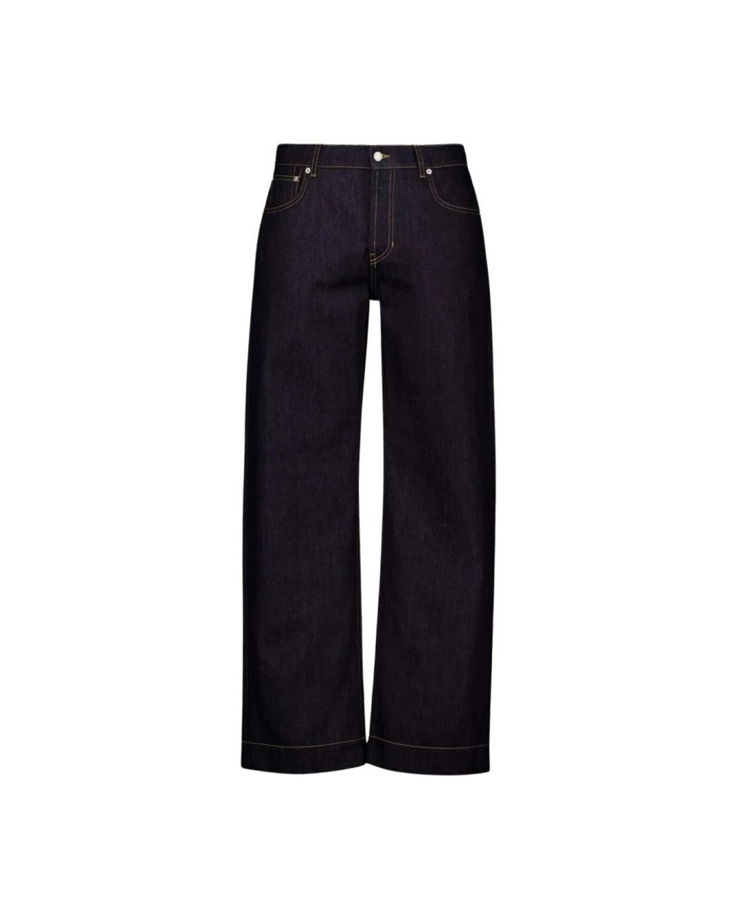 McQueen Jeans ,Blauw ,Denim Wide Leg Denim Jeans in het Blue voor heren