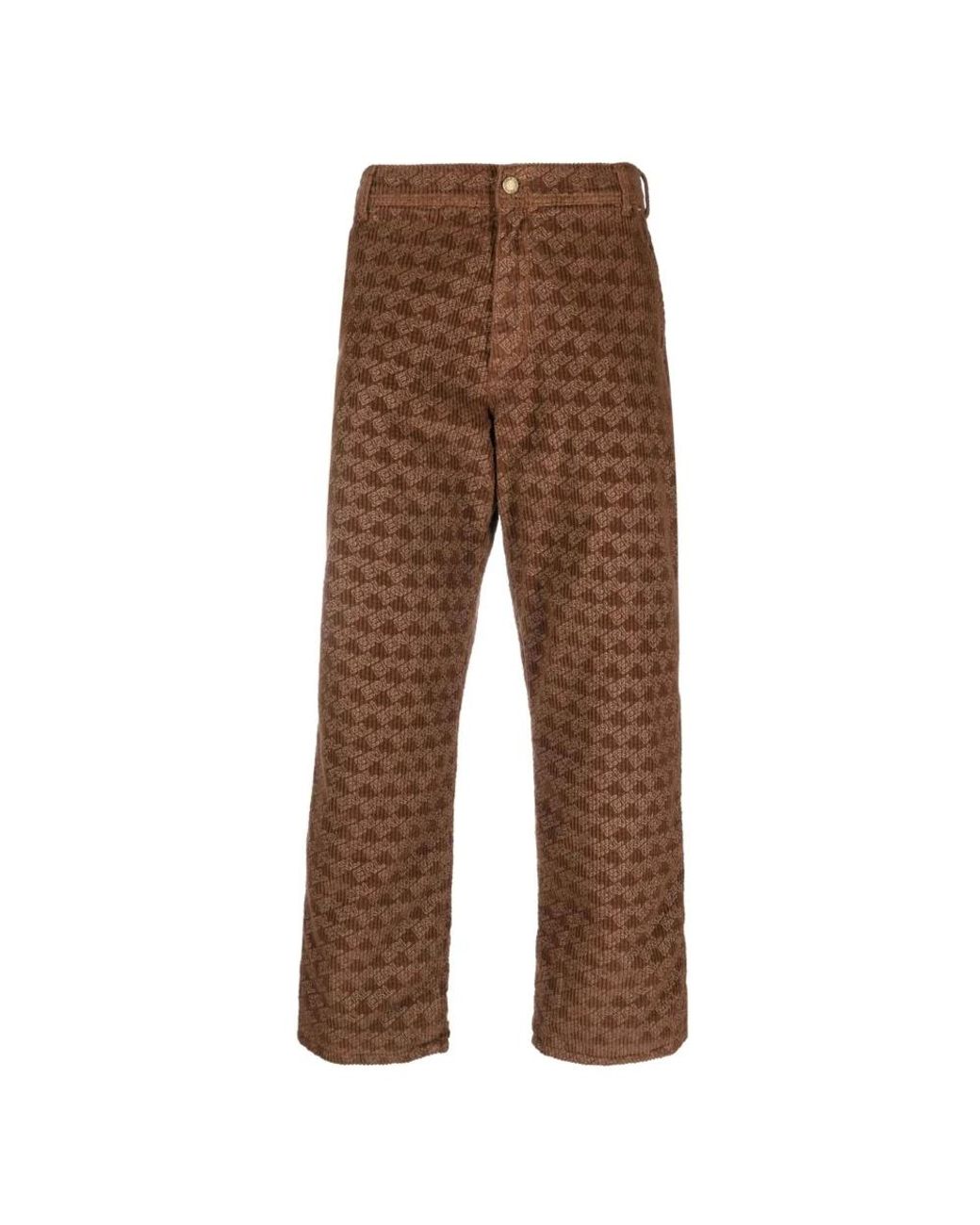 ERL Brown Straight Trousers for men