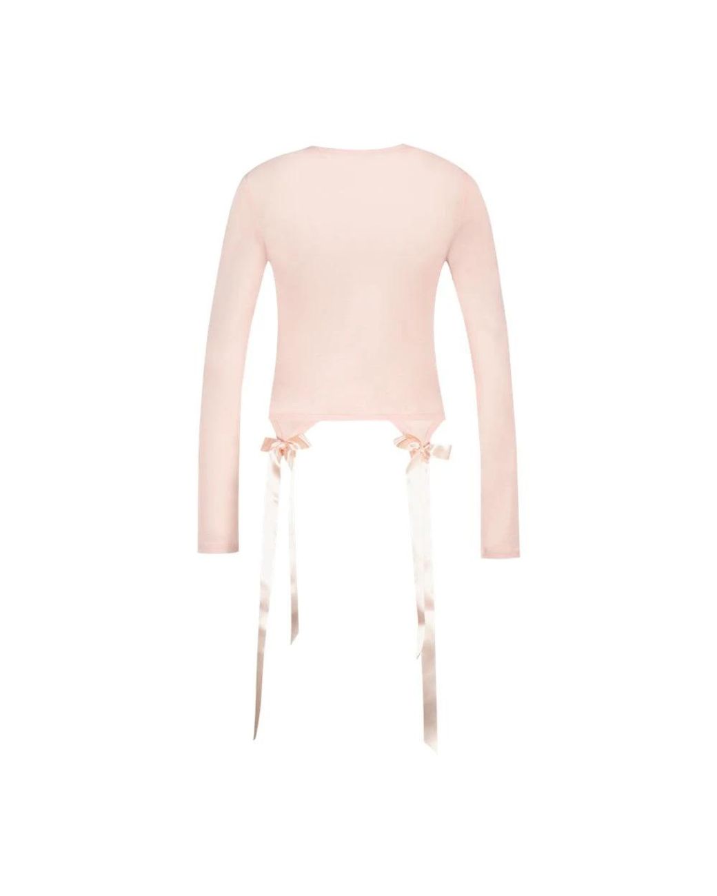 Simone Rocha Pink Bow Tail Easy Long Sleeve T-Shirt