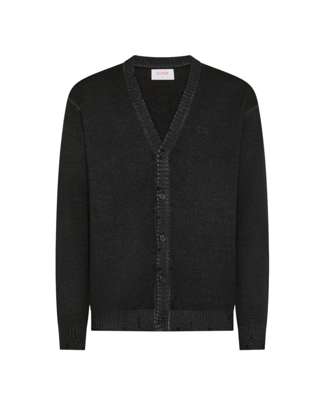 Sun 68 Truien & Vesten ,Zwart ,Cardigan Vintage Broken L/S in het Black voor heren