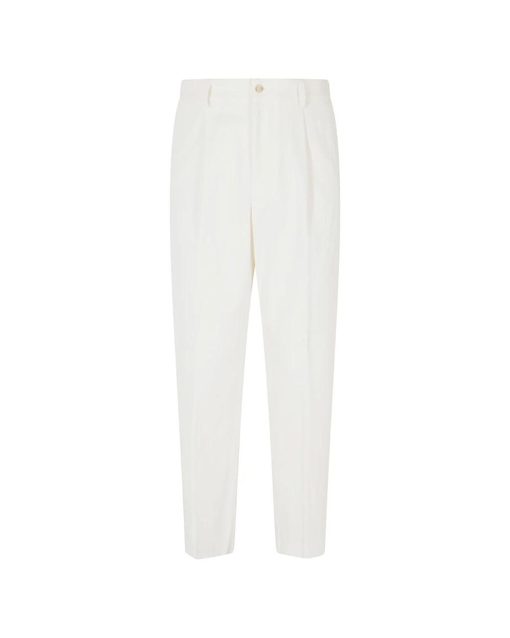 Eleventy White Cropped Trousers for men