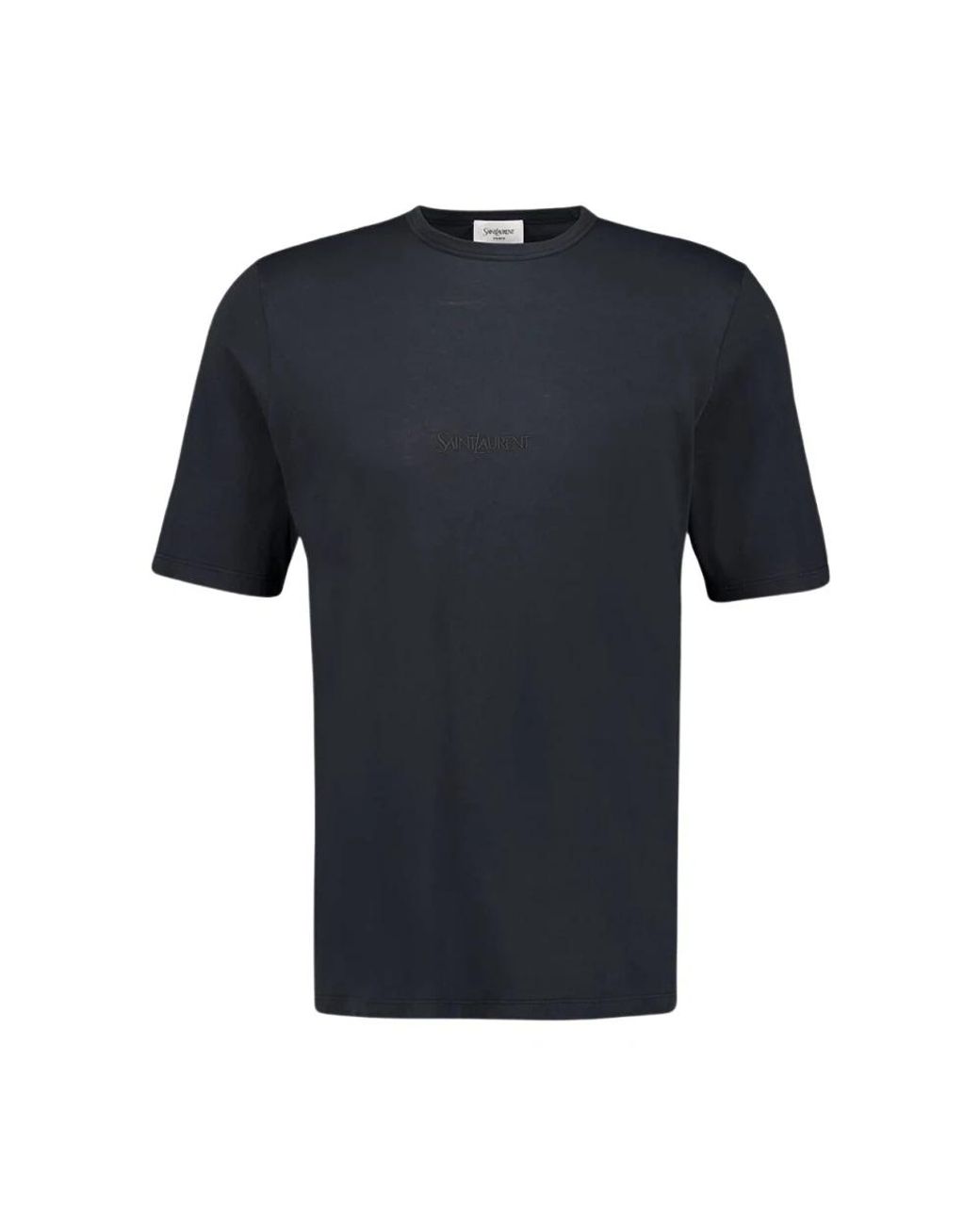 Saint Laurent Schwarzes Baumwoll-Crewneck-T-Shirt in Black für Herren