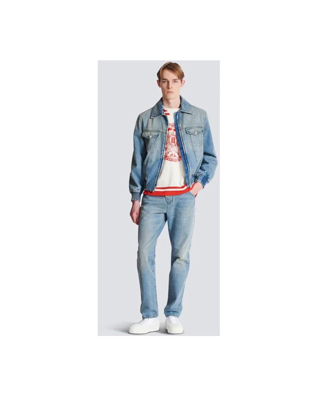 Balmain Blue Denim Jackets for men