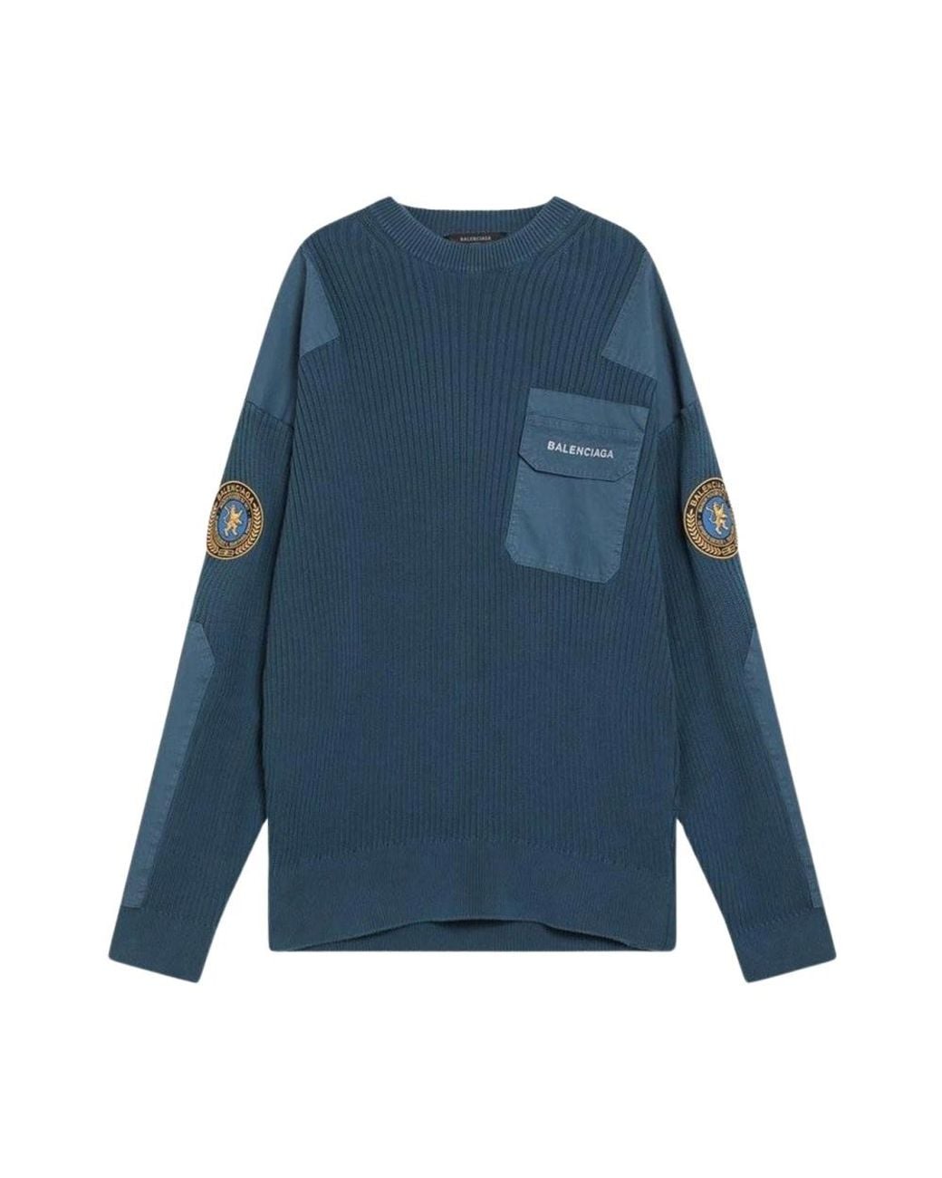 Balenciaga Blue Round-Neck Knitwear for men