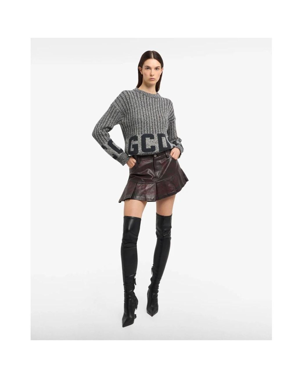 Gcds Gray Round-Neck Knitwear