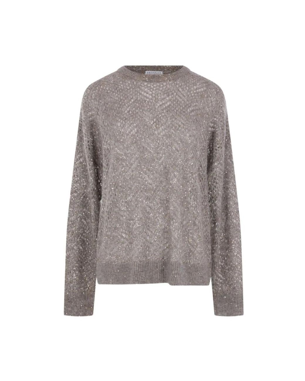 Brunello Cucinelli Gray Round-Neck Knitwear