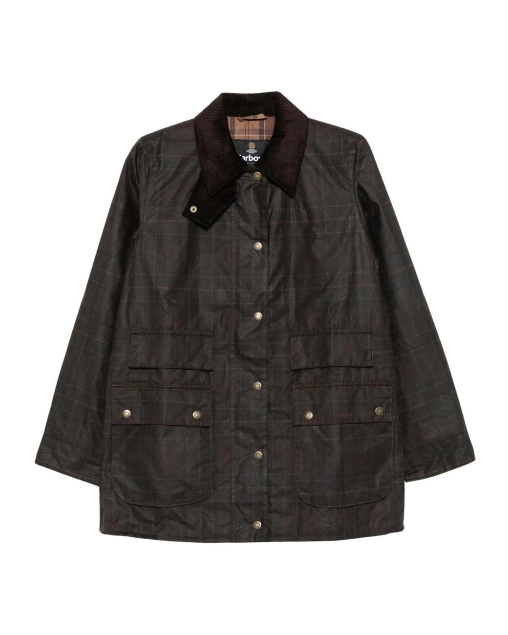 Barbour Modern Checked Border Wax Jacket in het Black