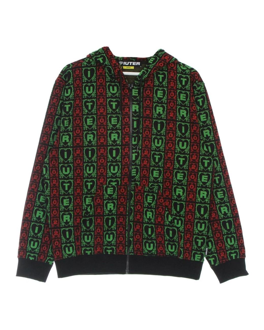 Iuter Truien & Vesten ,Veelkleurig ,Katoen Mooie Jacquard Zip Hoodie in het Green voor heren