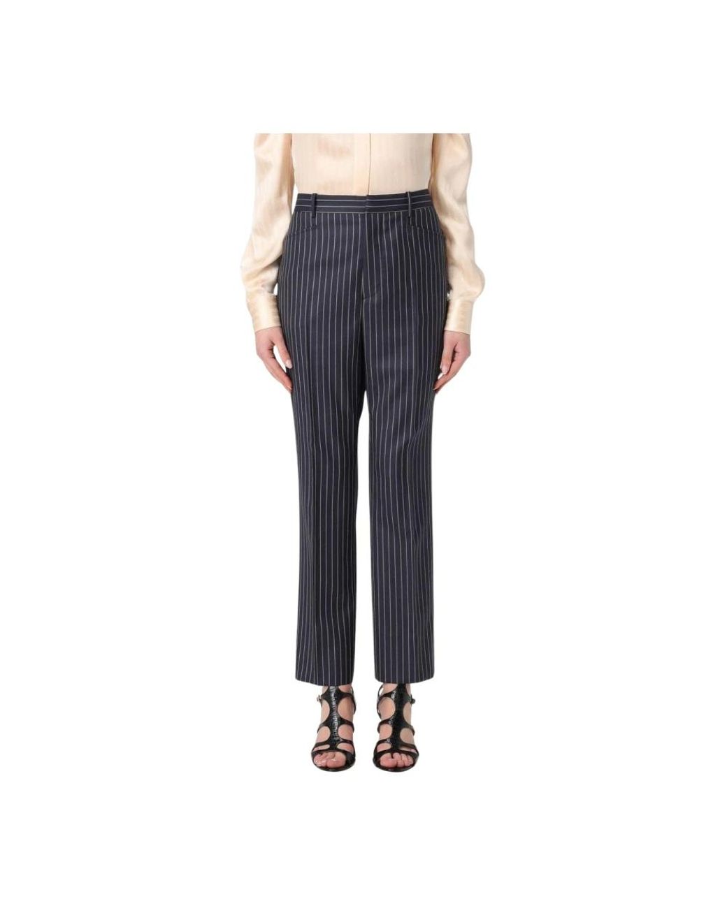 Tom Ford Broeken ,Blauw ,Leer Nadelstreep Broek in het Blue