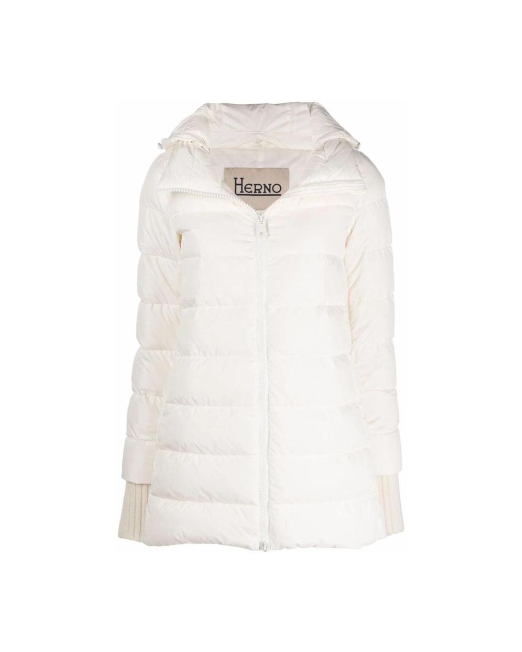 Abrigo Blanco Acolchado Con Capucha, Mujer, Talla Herno de color White