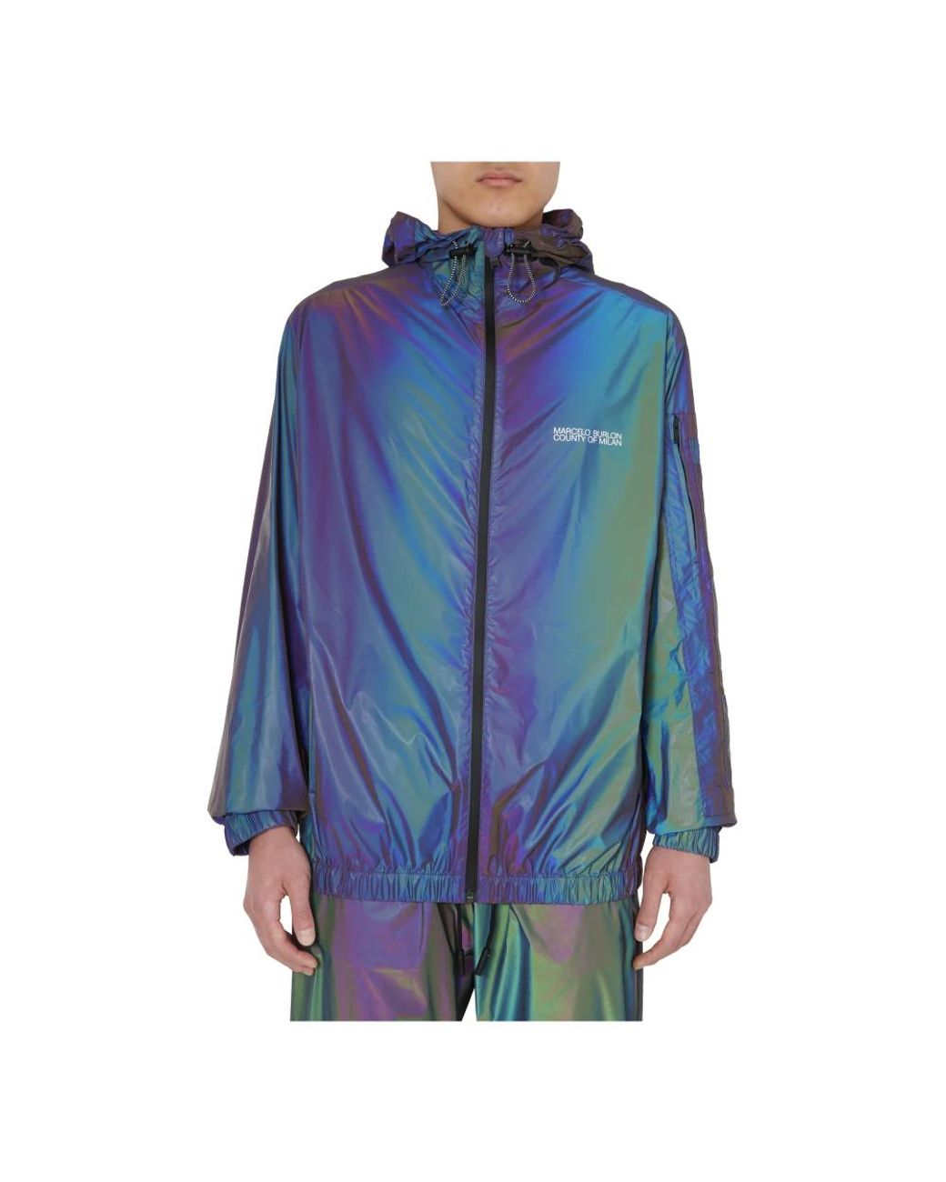 Marcelo Burlon Blue Rain Jackets for men